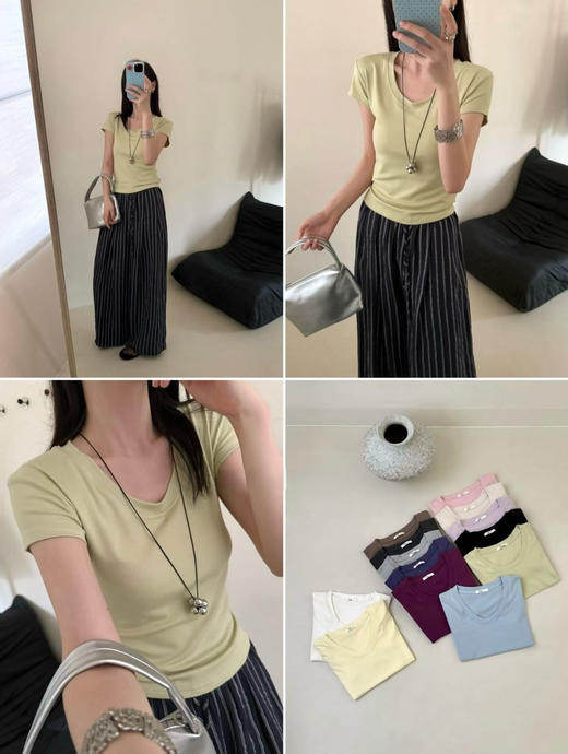 ♥️改版几十次❗又显身材又显瘦的U领T❗𝟏𝟑色任选❗【𝐞𝐠𝐠.𝐮𝐧𝐢𝐪𝐮𝐞 U领瘦瘦T恤】📷:260g高克重棉，🦊简单基础的正肩版型 , ✨好穿 好搭 不束缚❗ 商品图10