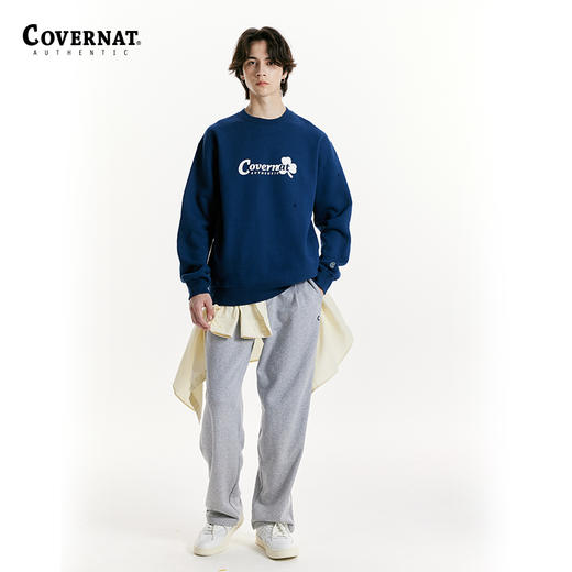 【国庆狂欢】Covernat韩国潮牌套头加绒圆领卫衣男女情侣三叶草秋冬款CO2203CR16 商品图1
