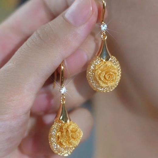 丁摩 法式时尚百搭气质玫瑰花耳环女轻奢高级耳坠耳饰5ZF-6231 商品图2