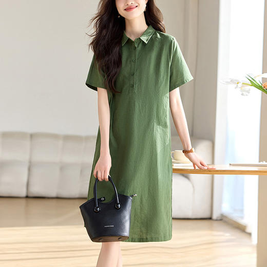 丁摩 大码宽松棉麻连衣裙女夏季新款遮肚时尚显瘦长裙子5ZF-2550 商品图0