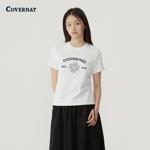 COVERNAT韩国潮牌复古印花短袖T恤经典时尚休闲宽松2025夏季新CO2502ST94 商品图1