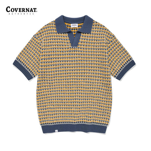 Covernat韩国潮牌时尚中款针织衫舒适透气翻领短袖2025夏季新品CO2402KT03 商品图3