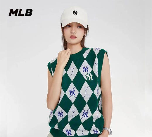 MLB男女同款棋盘格满印老花针织套衫马甲背心3FKPM0334 商品图2