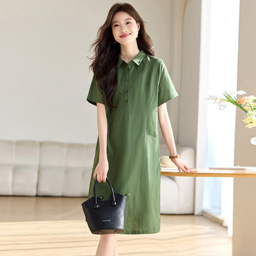 丁摩 大码宽松棉麻连衣裙女夏季新款遮肚时尚显瘦长裙子5ZF-2550 商品图6