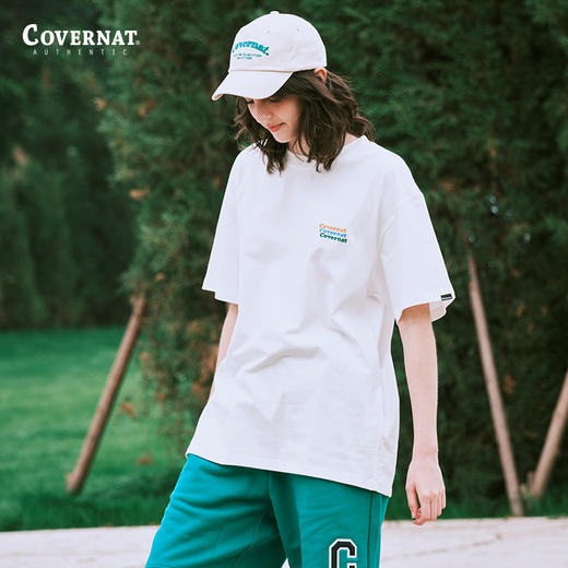 covernat韩国潮牌短袖T恤无性别刺绣字母标简约休闲圆领上衣CO2302ST02 商品图0