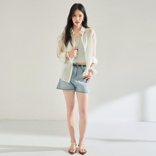 「高货sh」全新升级【铂金会员146/天猫199/差价53】(13436)洛诗琳天丝防晒条纹衬衫2025夏季宽松外搭薄款空调衫女 商品图2