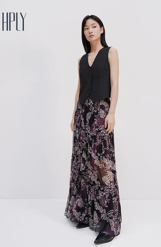 【大都会】HPLY荷比俪2025夏新款女含棉优雅印花通勤度假半身裙 商品图2