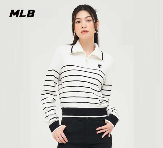 MLB女款条纹款立领学院风短款卫衣3FKPV0244【无货退款】 商品图0