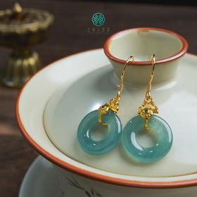 D翡翠耳坠-甜甜圈耳勾约15mm