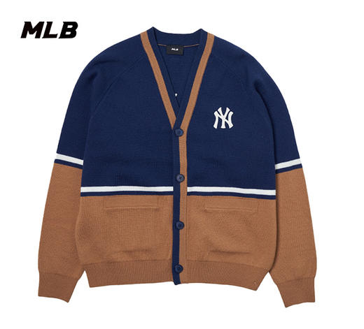 MLB男女同款学院风撞色毛衣开衫3AKCV0144 商品图4