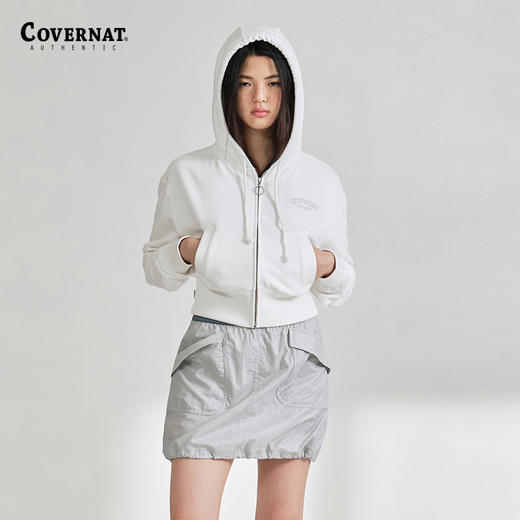 covernat韩国潮牌露脐带帽拉链外套女甜酷潮流时尚短外套2024春夏 商品图1