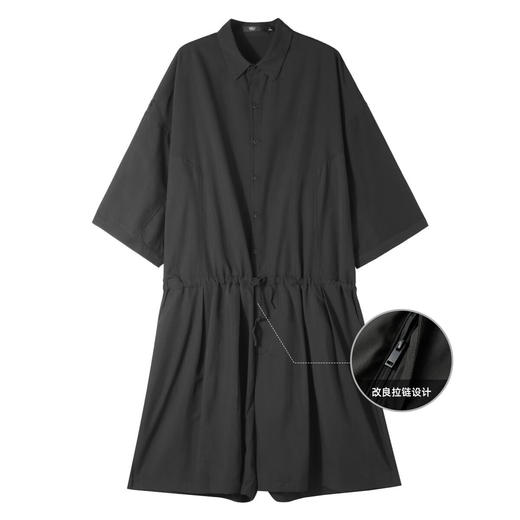 PINLI品立2025夏季新款暗黑系潮流男士宽松连体短裤纯色休闲套装B252117091 商品图8