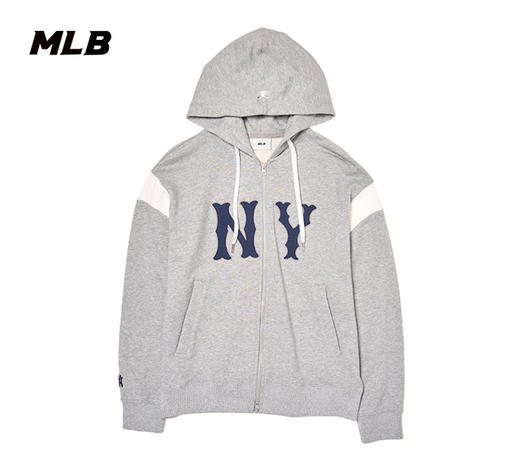 MLB男女同款大标NY标拼接袖连帽拉链卫衣外套3ATRV0144 商品图2