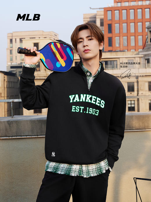 【潮牌清仓】MLB男女同款字母标二分之一拉链套头卫衣3AMTV0341 商品图1