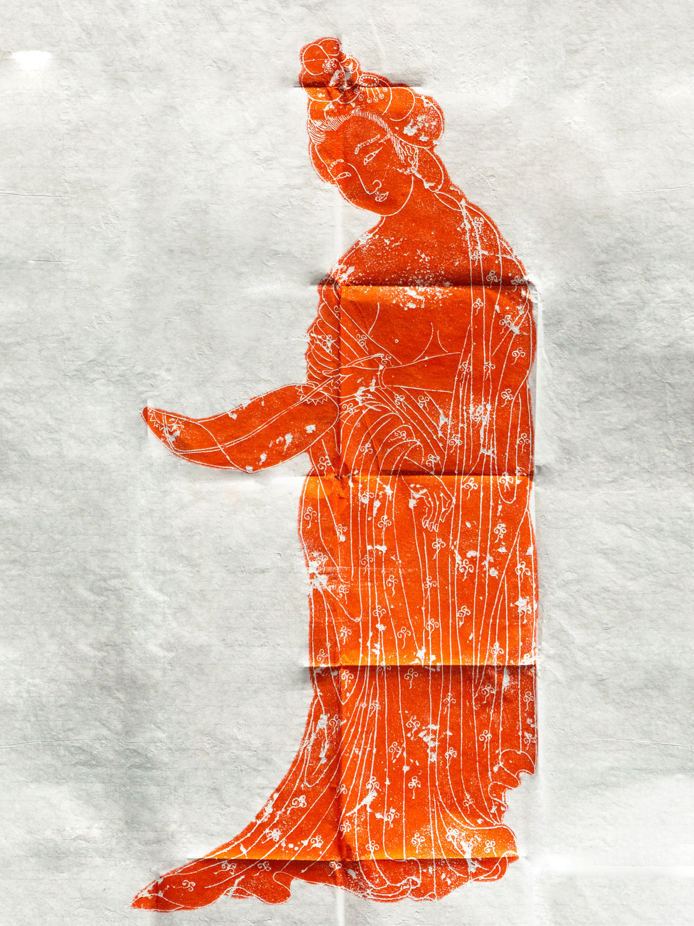 唐代持扇仕女造像石刻原拓