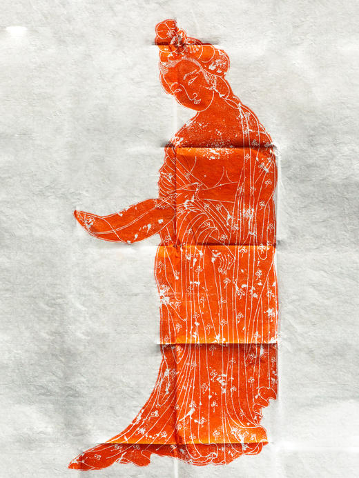 唐代持扇仕女造像石刻原拓 商品图0