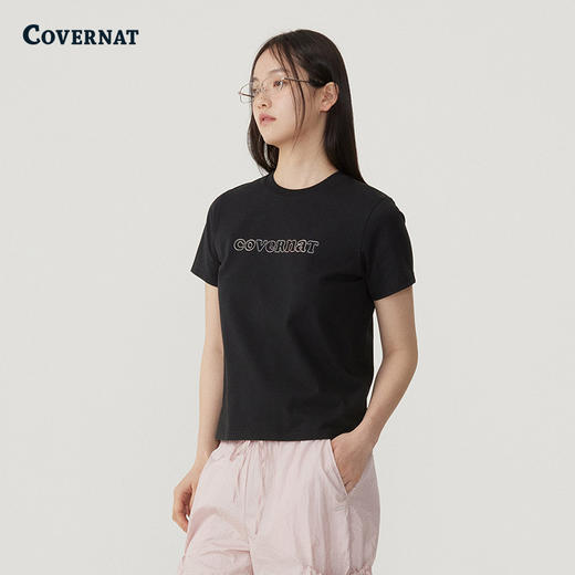 covernat韩国潮牌女士彩虹COOPER标志T恤简约时尚2025夏季新CO2502ST71 商品图0