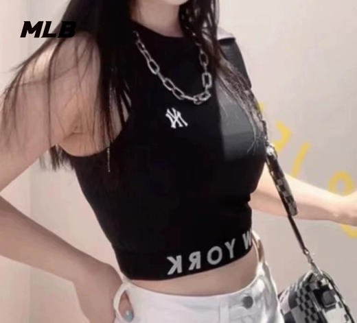 MLB女士夏款新款字母印花无袖短款吊带运动背心3FTK08023【无货退款介意勿拍】 商品图1