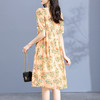 丁摩 繁花似锦雅致圆领印花收腰真丝双绉连衣裙74131 商品缩略图3