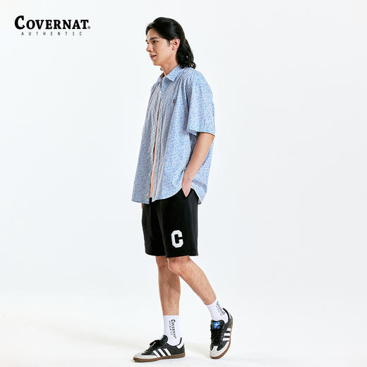 covernat韩国潮牌条纹中款衬衫短袖衬衫2024年春夏新款CO2402SS02 商品图1
