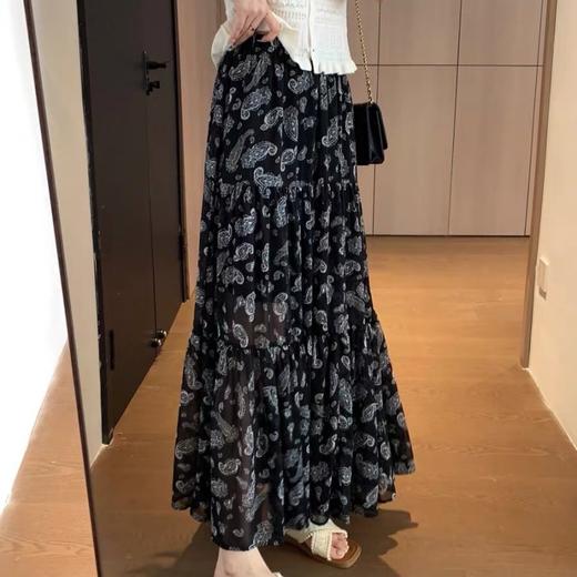 【樱西玛ENXIMANE 腰果花度假风雪纺裙】法式印花半裙 四层拼接 显瘦窄胯 商品图4