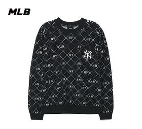 【一口价】MLB男女情侣钻石老花圆领套头卫衣刺绣logo23秋季新款3AMTM0134【无货退款介意勿拍】