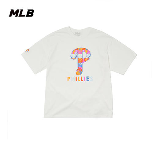 【一口价】【微瑕，如无货退款处理】MLB男女款情侣彩色印花logo休闲短袖3ATSM0933 商品图6