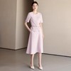 IWY/粉色气质优雅圆领小香风西装短外套伞裙时尚套装夏季WC163+WS165 商品缩略图0