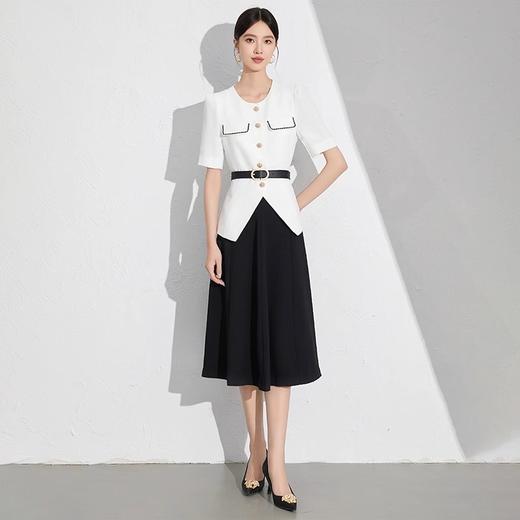 IWY/黑白撞色时尚套装夏季薄款两件套职业商务女装套装裙主持人上镜装24CS001 商品图0