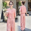 巨好看的年轻洋气套装女2025夏季新款民国风中式盘扣超火两件套裤HR-YQH9235 商品缩略图2