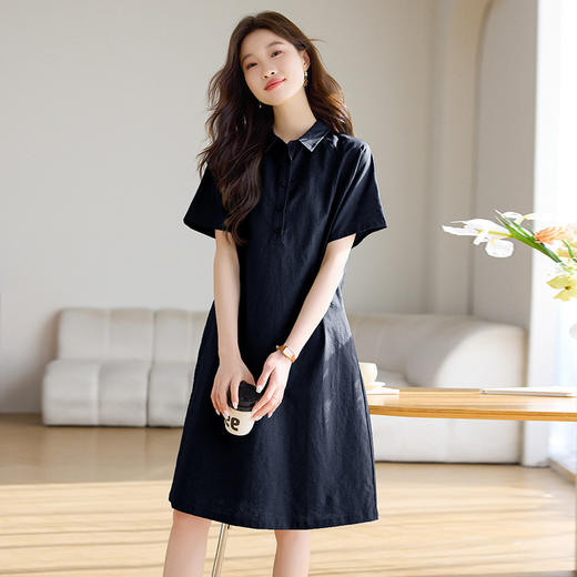 丁摩 大码宽松棉麻连衣裙女夏季新款遮肚时尚显瘦长裙子5ZF-2550 商品图5