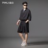 PINLI品立2025夏季新款暗黑系潮流男士宽松连体短裤纯色休闲套装B252117091 商品缩略图2