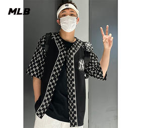 MLB男女同款老花描边款短袖时尚透气棒球服3ABSM0121【无货退款介意勿拍】