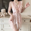 【YW】无忧购丝滑缎面甜美纯欲波点网纱蕾丝睡裙家居服5205（截单后3-5天发货) 商品缩略图1