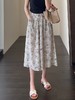 修饰腿型 复古质感印花裤裙高腰宽松八分阔腿裤女25夏新款！ 商品缩略图5