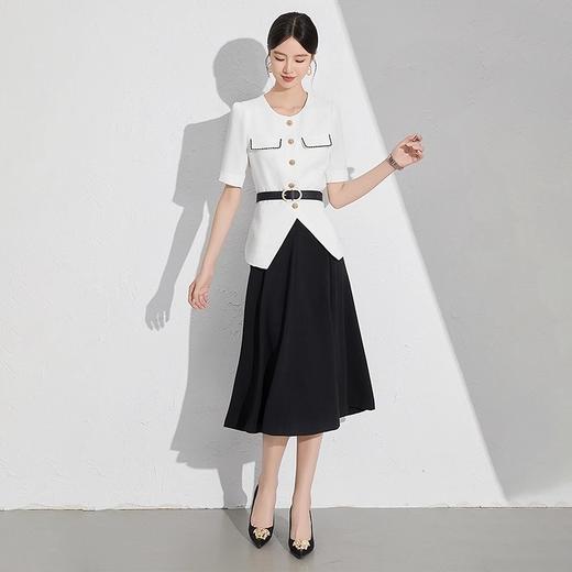 IWY/黑白撞色时尚套装夏季薄款两件套职业商务女装套装裙主持人上镜装24CS001 商品图1