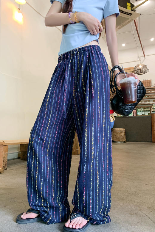 <曾小咸推荐>现货秒杀！卖完不补 ！微信打折价！彩色糖豆条纹直筒休闲裤 日常189.99/件 立减100 秒杀89.99/件！！ 商品图5