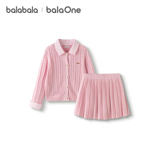 巴拉巴拉balaOne女童套装儿童长袖假两件套2025新款秋学院百褶裙 商品图4
