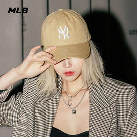 MLB男女帽新款运动帽帽子米色休闲棒球帽鸭舌帽3ACP6601N
