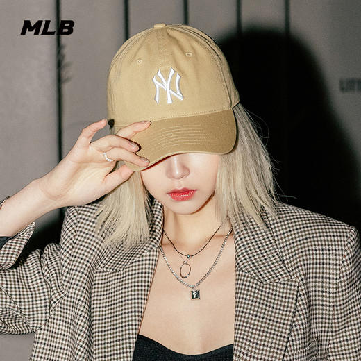 MLB男女帽新款运动帽帽子米色休闲棒球帽鸭舌帽3ACP6601N 商品图0