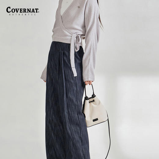covernat韩国潮牌2024年新款女士四叶草心形帆布PU斗式包CO2400TB80 商品图0