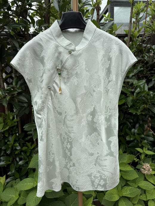 624-7 新中式 雨后新绿 提花面料 斜襟小衫 H4462 我穿L合身不宽裕 商品图11