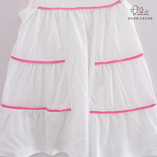 【无袖连衣裙】卓儿夏季女童裙子纯棉简约薄款花边短袖中长款连衣裙 商品图7