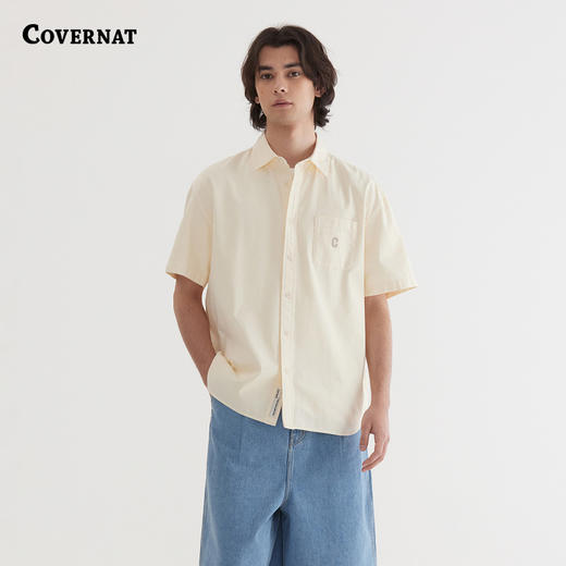 COVERNAT韩国潮流宽松短袖衬衫个性C标设计时尚百搭2025夏季新CO2502SS31 商品图2