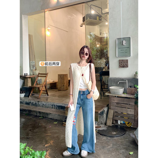 <曾小咸推荐>两穿镂空罩衫针织背心连衣裙 商品图0