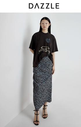 【大都会】DAZZLE 地素半裙2025年夏季新款蓝色碎花半裙