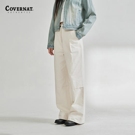 covernat韩国潮牌女士宽松休闲梭织腰带直筒裤春夏新品CO2401PT73 商品图0