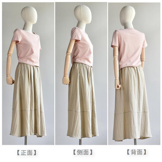 丁摩 【天丝亚麻裙】白色花苞裙女夏新天丝亚麻宽松中长蓬蓬半身裙子5ZF-C389 商品图3