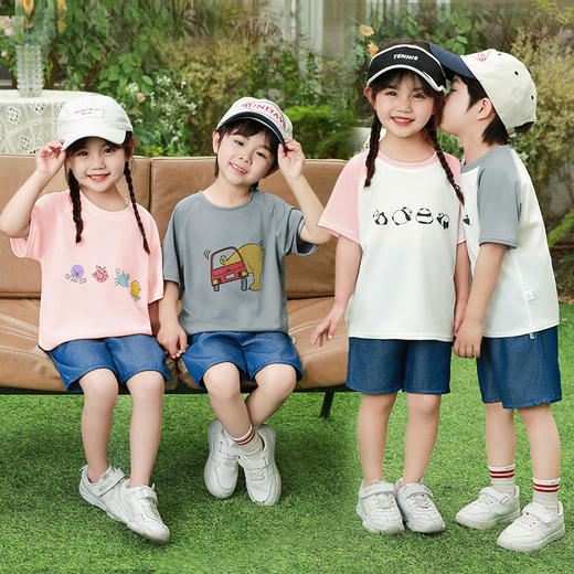 【夏日清爽，童趣系列套装~】儿童短袖T恤套装 牛仔短裤熊猫印花 无骨短袖 手感细腻 不易变形-QQ 商品图2