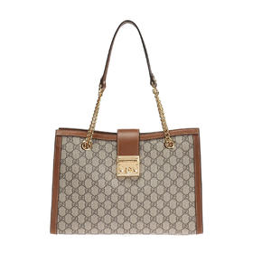 479197KHNKG8534U 古驰GUCCI 【中号Padlock系列链条】女士双G金属锁头老花单肩包